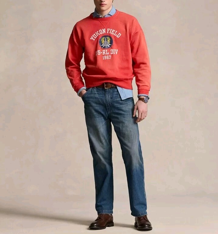 韓国人気 [POLO] ヴィンテージフィット スウェットシャツ red Polo Ralph Lauren Vintage fit fleece graphic sweatshirt Red