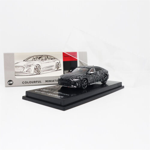 CM MODELO 1:64 Audi RS7 sportback 2022 Negro Mate Personalizado/Gris Nardo Modelo Coche - Imagen 2 de 13