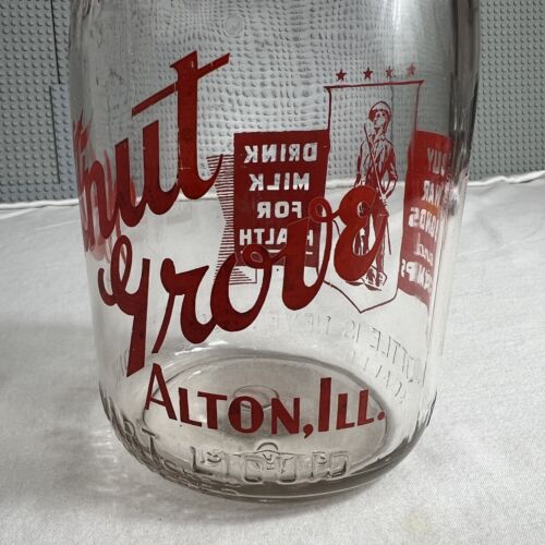 One Quart Cream Top WWll Era Walnut Grove Dairy Alton Illinois Milk Bottle - Picture 6 of 13
