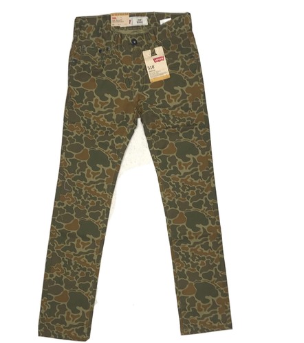 Levis Jeans Kids 10 Regular 25X25 Olive Cloud Camo Denim 510 Skinny Fit NWT - Picture 2 of 11