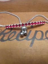 Bracelet Bolo 9.5" Mix Metal Made With Siam Ruby Crystal From Swarovski (181)