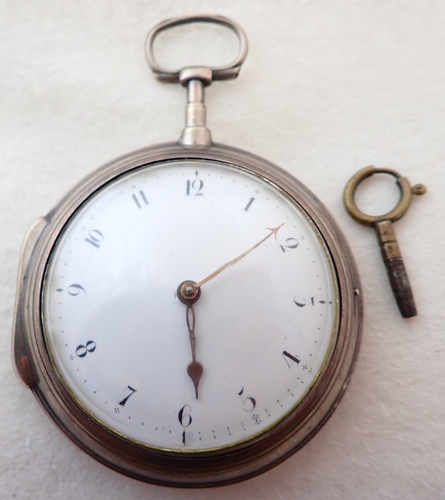 ANTIQUE SWISS KEY WIND COIN SILVER FUSEE POCKET WATCH PARTS