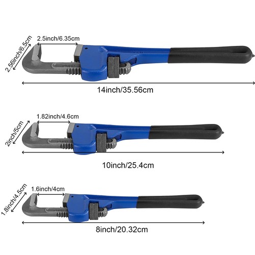 3 Piece Heavy Duty Plumbers Pipe Wrench Set, 8" 10" 14" Heat Treated Adjustab... - Bild 2 von 8