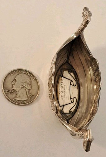 Vintage SWEDEN Sterling Silver VIKING SHIP DRAGON PROW SHIELDS 3.25" Salt Cellar - Picture 3 of 8