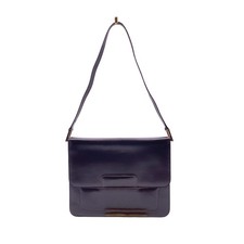 Gucci Borsa a Tracolla Vintage Marrone Scuro in Pelle Box Calf con Patta
