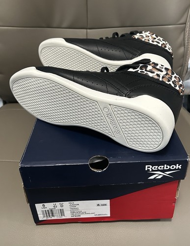 BNWB GRADE SCHOOL GIRLS REEBOK FREESTYLE HIGH LEOPARD & BLACK #HP6446 US SIZE 5 - Picture 21 of 24
