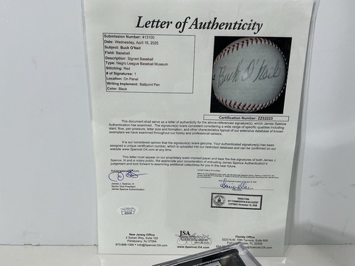 RARE Buck O’Neil Autographed Negro Leagues Baseball Museum JSA Authenticated LOA - Picture 8 of 9