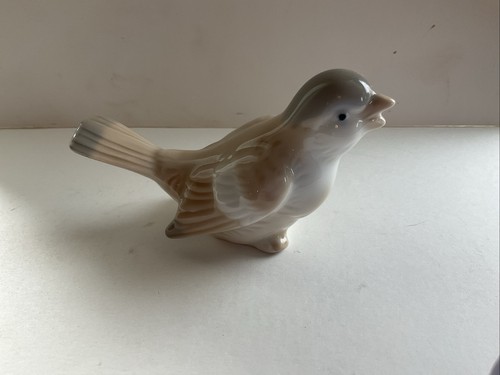 Vintage Otagiri Porzellan Vogel Figur braun grau weiß Japan 4x2,5"