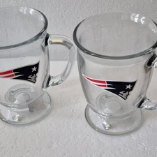 New England Patriots 16 oz Mug Etched Glass The Memory Company Cafe Mug NFL
