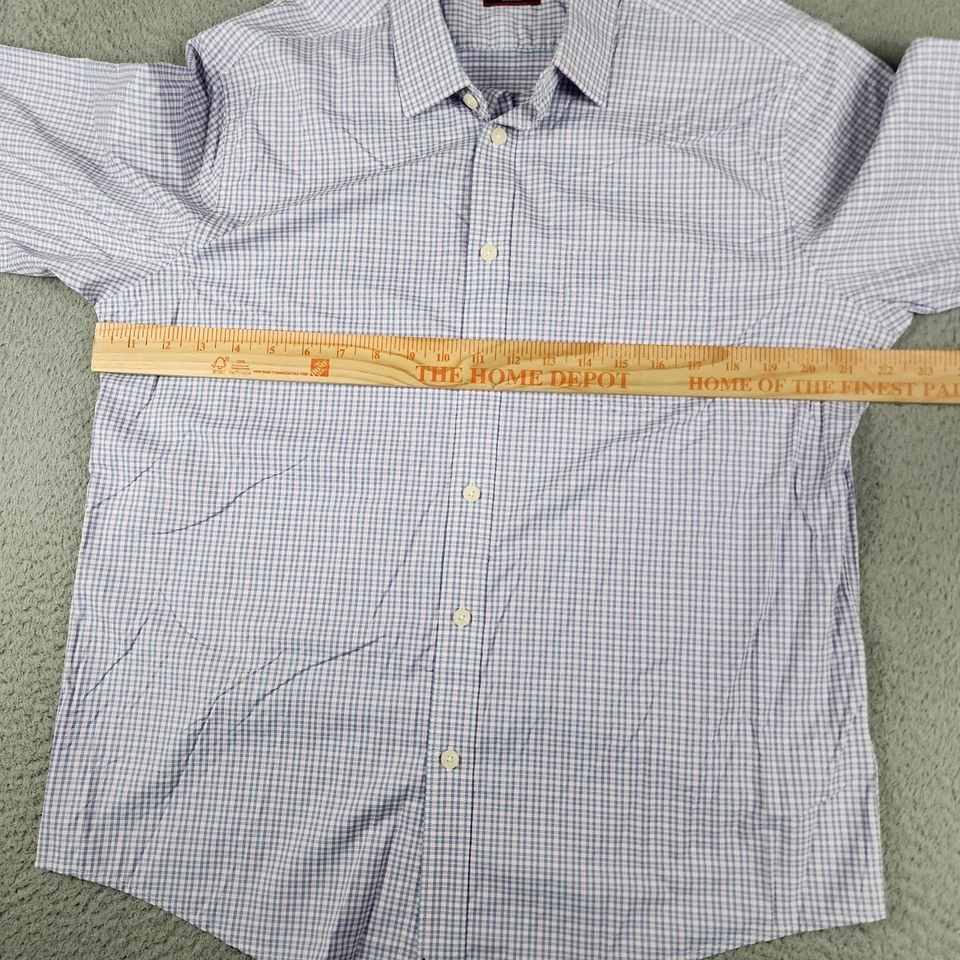 Camisa masculina Untuckit grande azul rosa xadrez Dalton manga longa botão para cima casual - Imagem 4 de 4