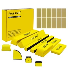 Hand Sanding Block Set of 7, New Rectangle Sanding Blocks Auto Body with 20 Pcs