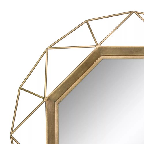 28.3" x 28.3" Metal Octagon Decorative Mirror Antique Gold - - Picture 4 of 6