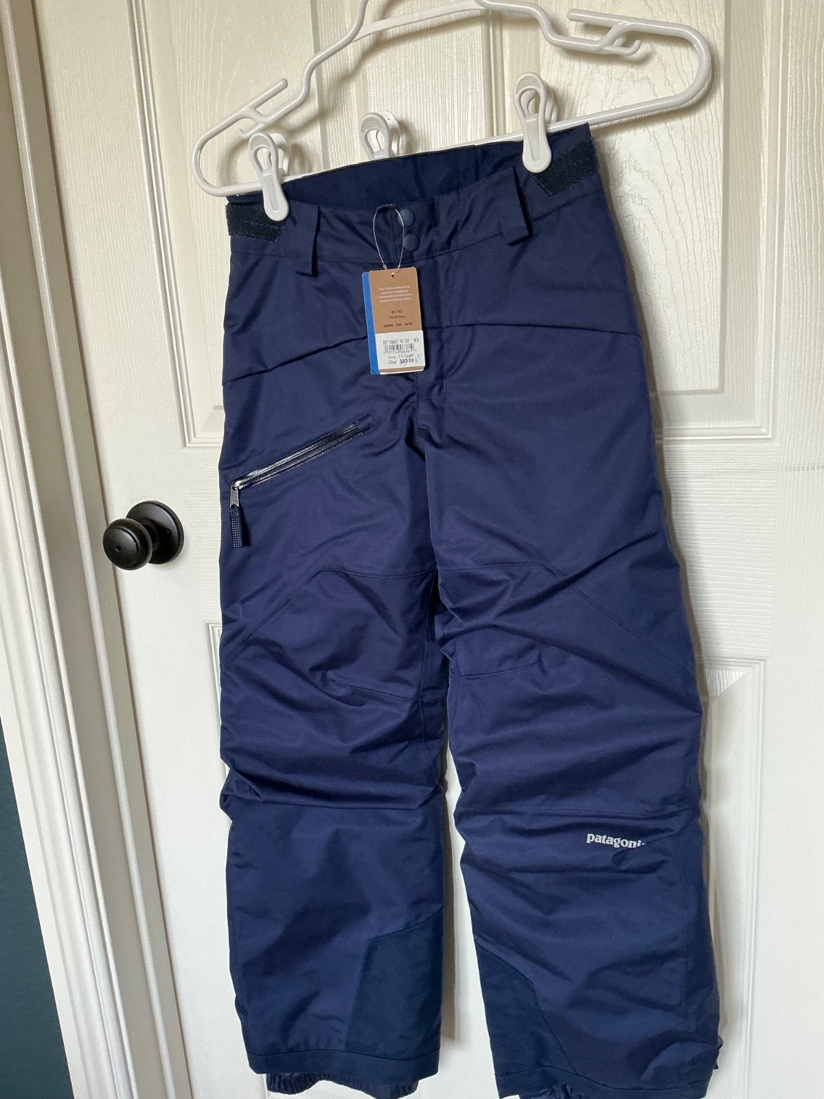 Patagonia Navy blue ski  Boys or Girls  Pants Snow Ski Sled M 10 Hides Dirt! thumbnail 2