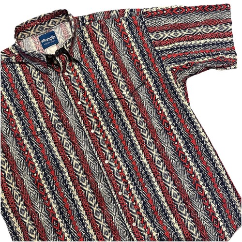 Vintage Wrangler Button Up Hemd Pearl Snap Aztec South Western blau gestreift XL