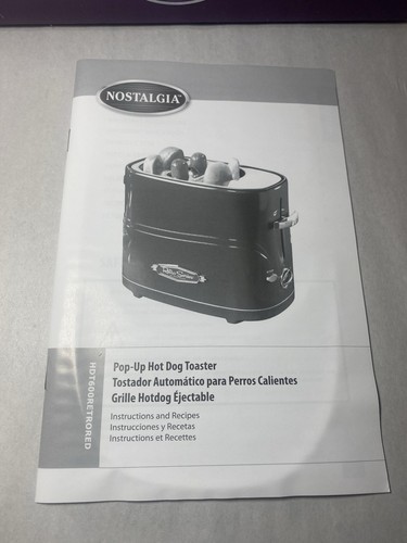 Nostalgia Retro 2 Hot Dog & Bun Toaster Pop-Up Retro Series Red - Picture 6 of 10