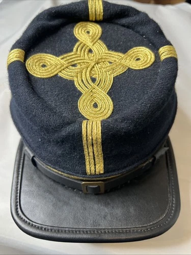 Civil War Union Officer Kepi – Wool & Leather – Repro – Large – Gold Braid