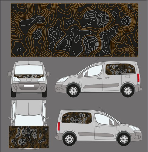 Citroen Berlingo/Peugeot Partner Vinyl Print Decals Topography Premium Wrap - Picture 1 of 1