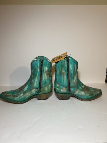 NEU CORRAL Damen 7 TÜRKIS GOLD OVERLAY & STICKEREI Leder Cowboystiefel - Bild 4 von 14