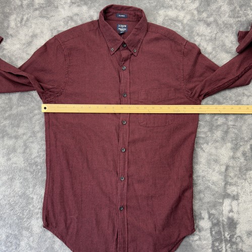J Crew Camicia Uomo Piccola Rossa Nera Spazzolata Twill Bottoni Classica Casual - Foto 7 di 12