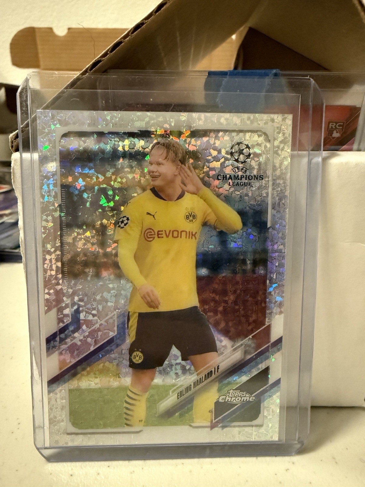 2020-21 Topps Chrome UEFA #49 Erling Haaland Speckle Refractor Borussia Dortmund