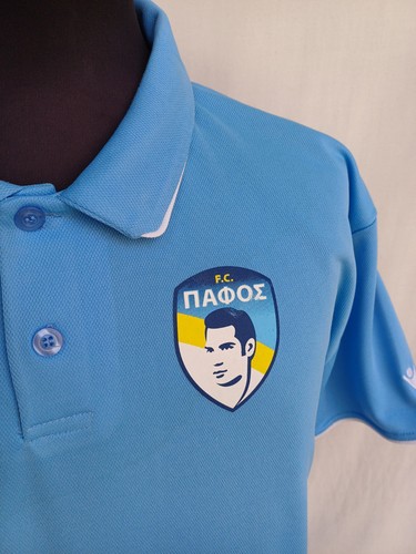 Pafos Cyprus 2019/2020 Player Issue Macron Polo S/S Shirt Blue Size Mens L Top - Picture 3 of 9