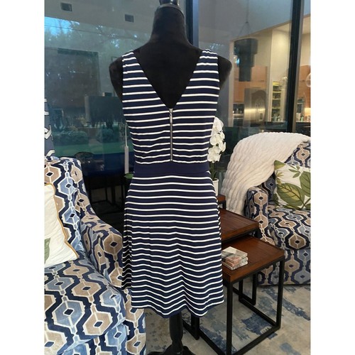 Tart Collections Medium NWT Navy & White Striped SOFT Lined Fit & Flare Dress - Picture 2 of 4