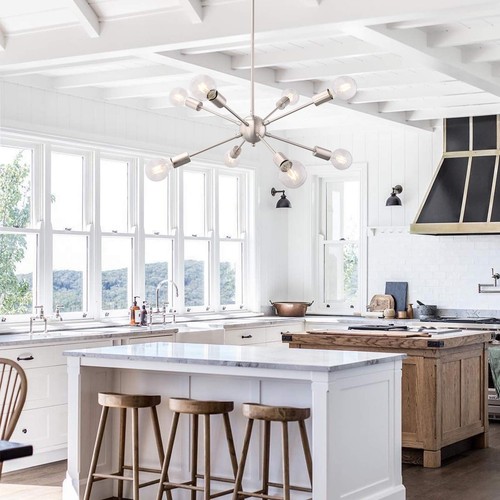 Sputnik Chandeliers 8 Light Brushed Nickel Modern Light Fixture Industrial Sp... - Picture 2 of 9
