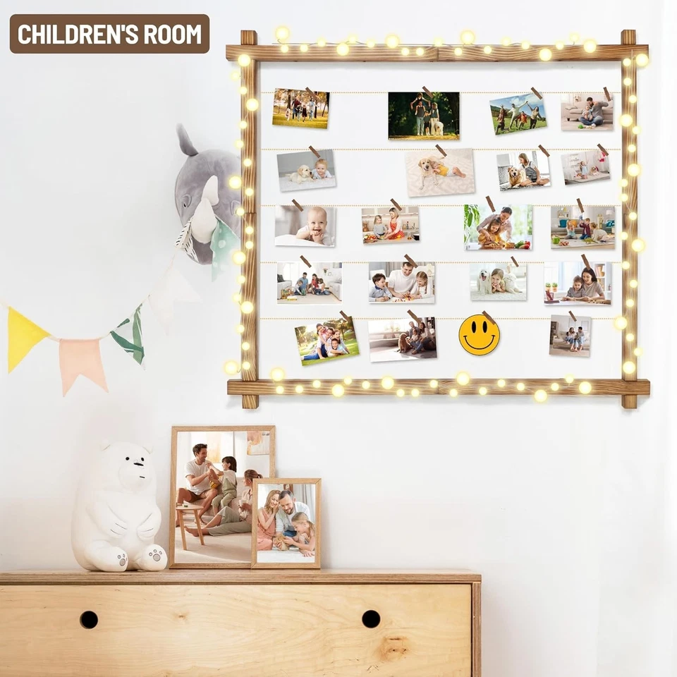 2 Pack Adjustable Wall Mount Picture Board with 30 Clips - Perfect for Memories - Image 4 of 4