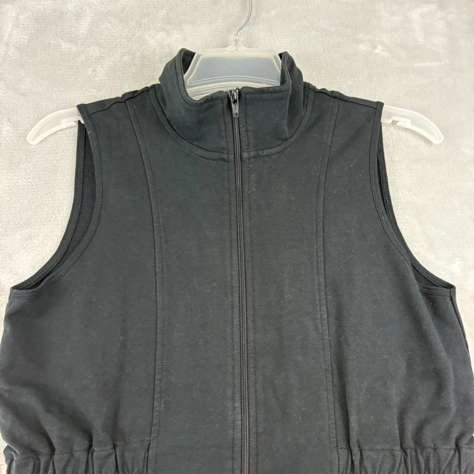 Chaleco Coldwater Creek Talla S Negro Sin Mangas Cremallera Completa Algodón Elastizado Cintura Ajustada Foto 2 de 4