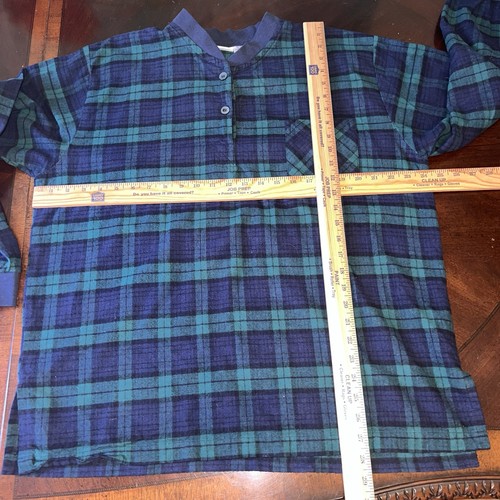 Vermont Country Store Pyjama Set Navy Grün Schottenkaro Oberteil & Hose Flanell - Bild 12 von 14