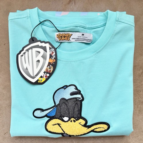 Looney Tunes Daffy Duck Tshirt Mint Blue Mens Size Medium Big Embroidery New - Picture 12 of 12