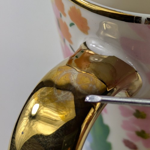 Anthropology Coffee Tea Mug Rifle Paper Co. Floral Marguerite Porcelain Cup Gold - Picture 8 of 14