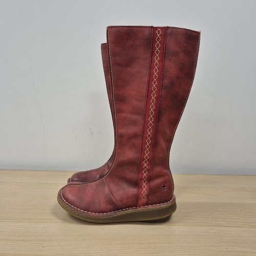 Dr Martens Vintage Edie Knee High Red Leather Zip Tall Wedge Boots Uk 5 Eu 38