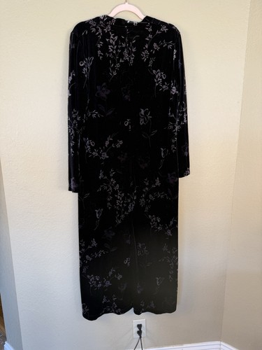 Witchy Whimsygoth Velvet Maxi Dress – Black L XL Floral Modest Vintage Goth 587 - Picture 5 of 8