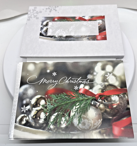 Hallmark Merry Christmas Boxed Cards Silver Ornaments 13 Cards 14 Envelopes - Picture 5 of 12
