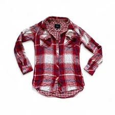 Rails Hunter plaid flannel longsleeve button front shirt red white blue S