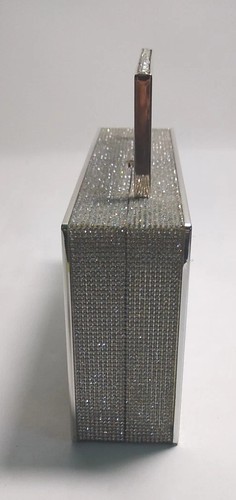 House of Harlow 1960 Crossbody Purse Boom Box Rhinestone Metal Clutch vtg bling - Picture 5 of 14