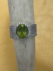Vintage Sterling Silver Peridot Ring CZ Halo Size 8.25 5.07 Grams