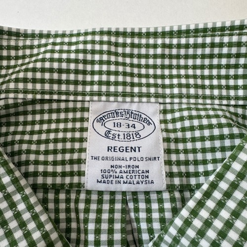 Brooks Brothers Regent Green Gingham Check Button Down Long Sleeve Men's 18-34 - Picture 7 of 12