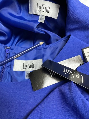NEW Le Suit Dress Suit Size 10 Two Piece Set Royal Blue Dress And Jacket $240 - Picture 2 of 24