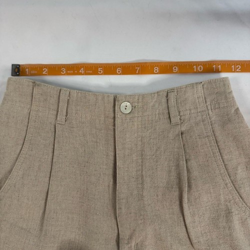 Sigrid Olsen Essential Tan Linen Blend Bermuda Short Size 2 Pleated Pockets - Picture 3 of 7