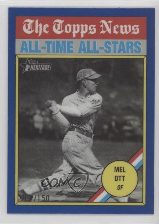 2025 Topps Heritage All-Time All-Stars Chrome Blue Border /150 Mel Ott #348 HOF