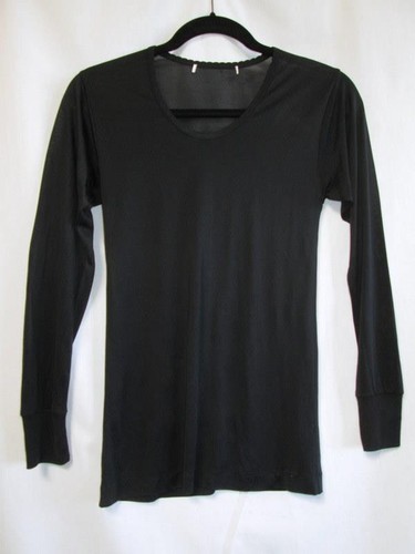 Schwarz Winter Seide Langarm, U-Ausschnitt Basisschicht, Pullover Oberteil - Bild 1 von 4