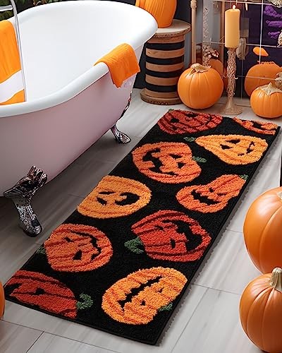 DEXDE Herbst Halloween Badteppiche Läufer Kürbisse lang Badematte für Herbst  - Bild 4 von 7
