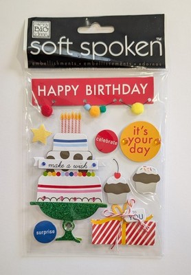 Happy Birthday Party Cake Make A Wish Gift Scrapbooking Stickers By Soft Spoken