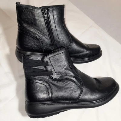 Easy Street Comfort Wave Mujer 8 M Negro Botines Botín Correas Elásticas Cremallera - Imagen 1 de 4