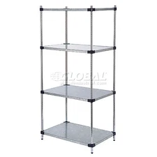 Nexel Galvanized Steel 4 Tier Solid Shelving Starter Unit 24"Wx24"Dx74"H