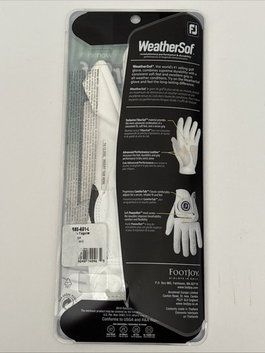 Footjoy WeatherSof Golf Glove Left Hand White FJ Women's Regular Large NEW - Picture 2 of 3