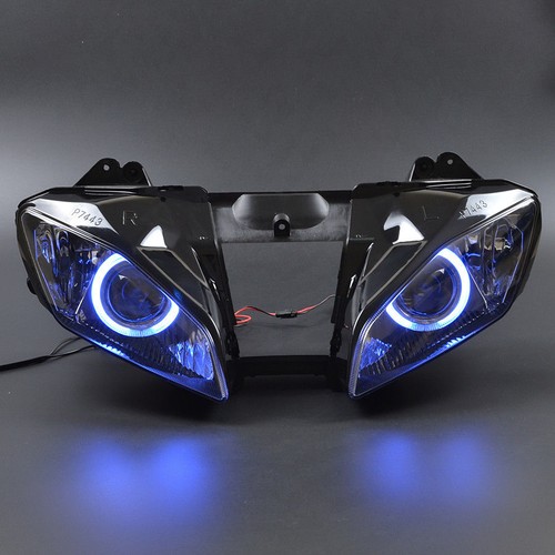 Angel Eyes Blue Front Headlight Assembly Projector For Yamaha YZF R6 2006-2007 - Picture 9 of 11
