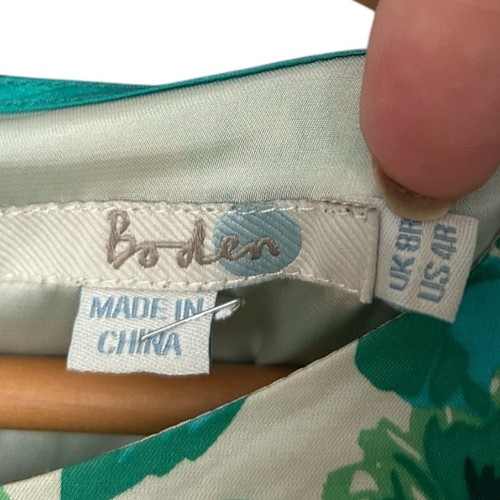 Boden Silk Blend Abigail Dress Women's 4R Sheath Blue Green Floral Multicolor - Picture 2 of 6